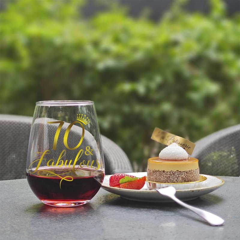 Pokolllee 70 & Fabulous Wine Glass 70th Birthday Gifts for Women - Happy 70 Years Old Wine Glass Funny 70 Fabulous Gift for Mom Friends Wife Coworker - Turning 70th Happy Bday Wine Gifts