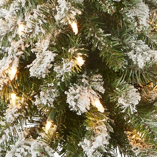 3ft Pre-Lit Flocked Mini Christmas Tree with 50 Clear Lights & Metal Base