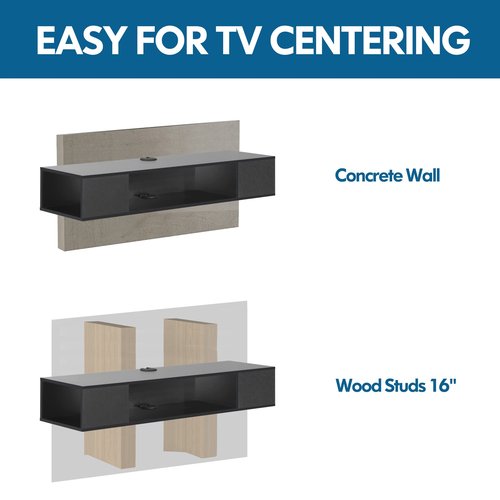 FITUEYES Black Floating TV Stand, Wall Mounted Entertainment Center Wood Storage, Media Console Shelf Under TV for Living Room, 39.4"