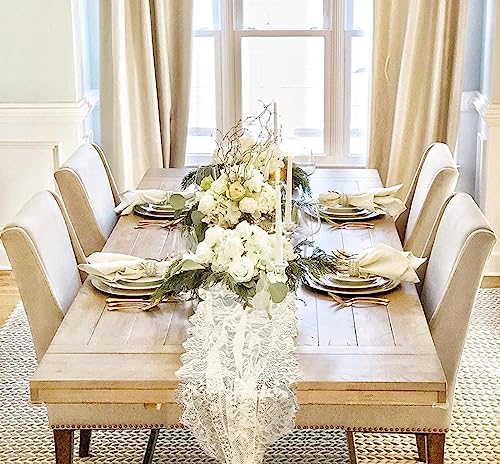 3-Pack White Lace Table Runner 14 x 120 Inch Embroidered Boho Table Decor