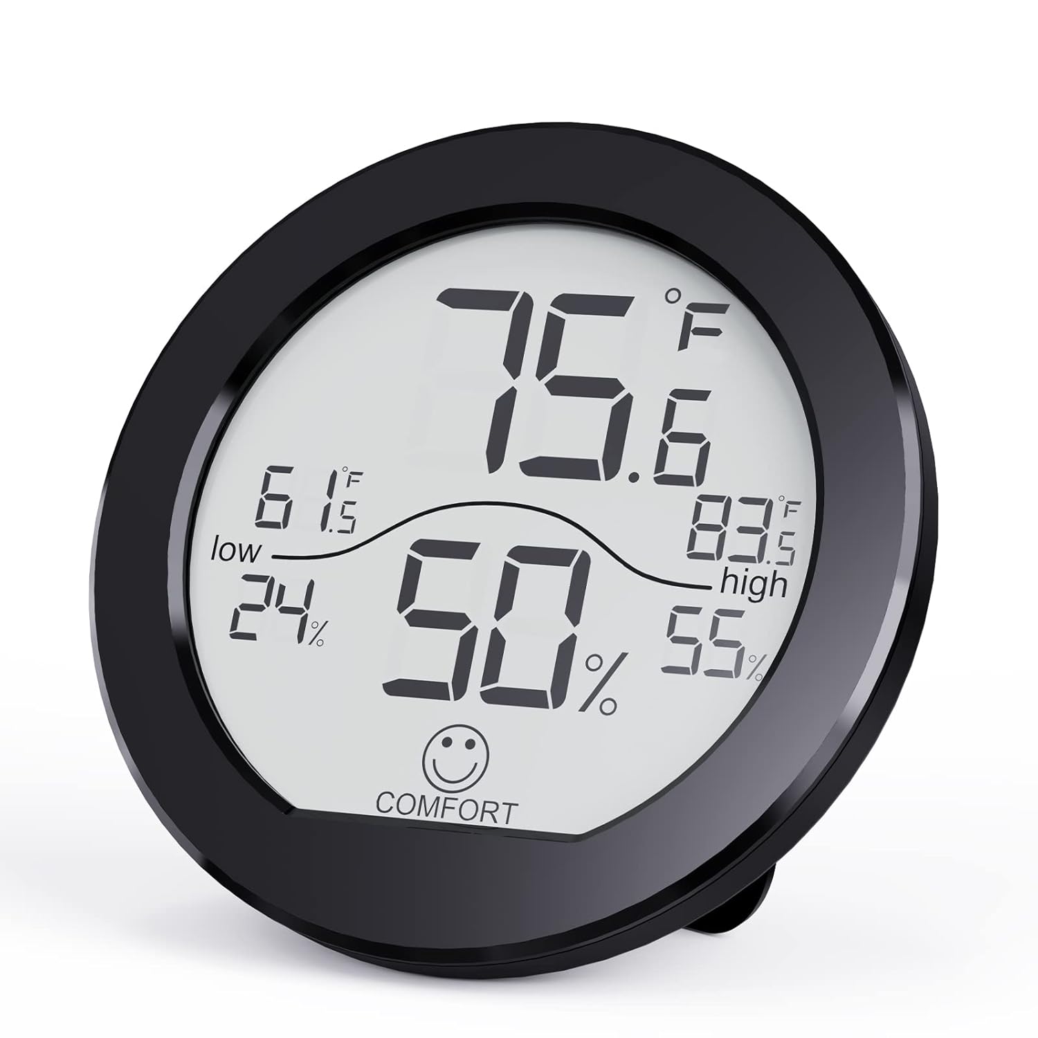 SECRUI Hygrometer Thermometer - Accurate Indoor Temperature & Humidity Meter | Black LCD Display