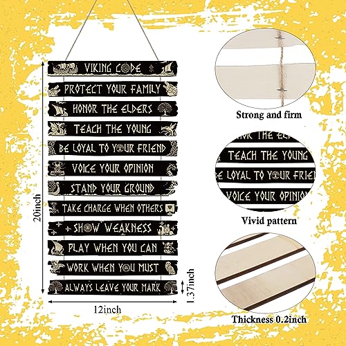 Viking Wall Decor Set, 12-Piece Nordic Rune Wooden Hanging Plaque Art
