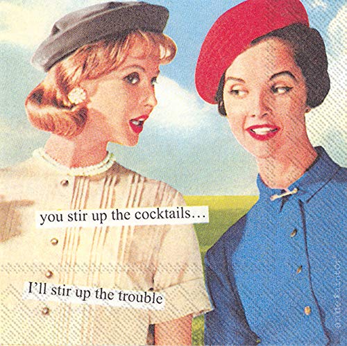 Anne Taintor Retro Cocktail Napkins 20-Pack, 3-Ply Paper Party Decor, 5x5 Inches