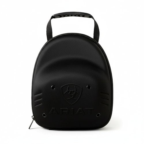 ARIAT Embossed Shield Cap Case,Holds 4-6 Caps, Dual-Zipper Closure, Vent Grommets, 8 x 11.75 x 7 In (Black)