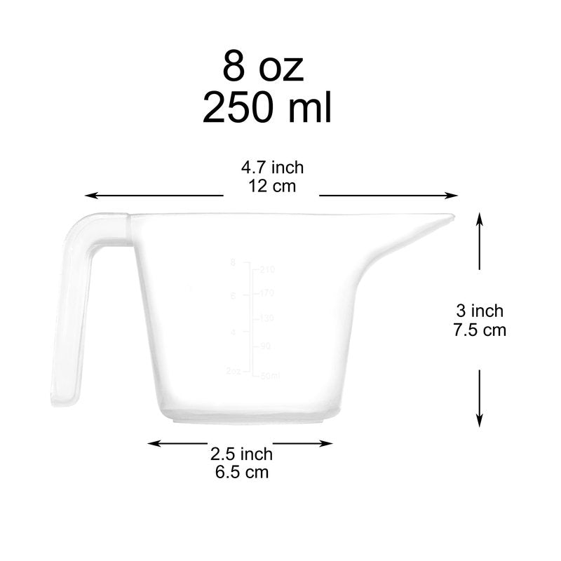 Youngever 4 Pack Plastic Measuring Cups, Clear Measuring Cups (1 Cup Capacity)
