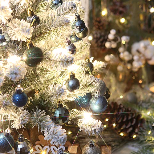 Mini Christmas Ball Ornaments 1.18 Inch 64-Pack Stone Blue Champagne - Holiday Decor