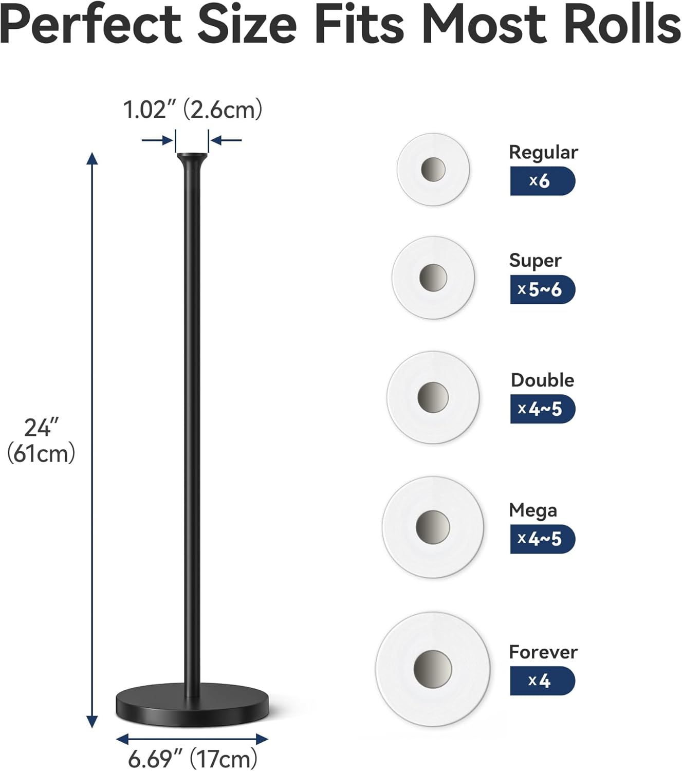 Skiennix Toilet Paper Holder Stand - Modern Free-Standing Spare Roll Storage in Stainless Steel