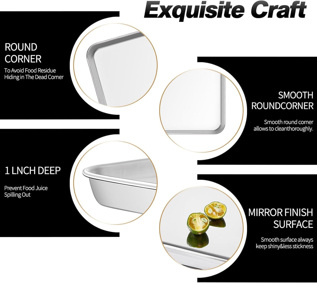 Skiennix Baking Sheet Set - 18-Inch Commercial Grade Stainless Steel Oven Trays | Non-Toxic & Easy Clean