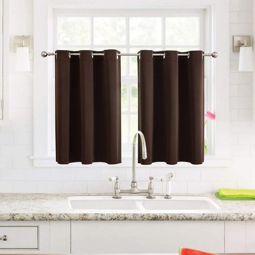 ChrisDowa Small Window Curtains - Grommet Thermal Insulated Room Darkening Panels, Brown (52 x 36 Inch)