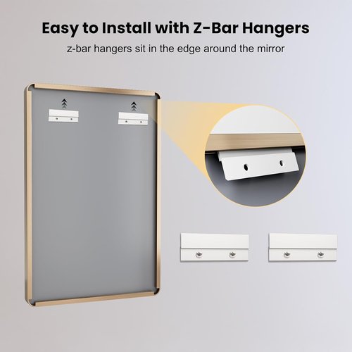 LOAAO Gold Bathroom Mirror - 48”X30” Rounded Rectangle Design | Anti-Rust Tempered Glass, Wall-Mounted