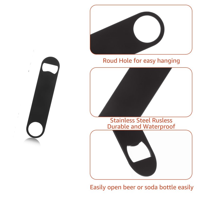 DAJAVE 20 Pieces Flat Bottle Openers, 7 Inch Stainless Steel Bottle Openers Bulk, Black Speed Openers Beer Bottle Opener Bartender for Bar, Kitchen, Restaurant