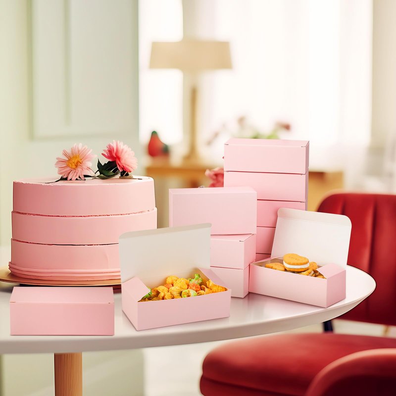 FillTouch 36 Pcs Pink Bakery Boxes 6 x 3 x 1.8 Inch Cookie Boxes Pastry Box for Cupcakes, Desserts, Cookies, Candies Donuts Cookie Containers for Party Favor and Gifts