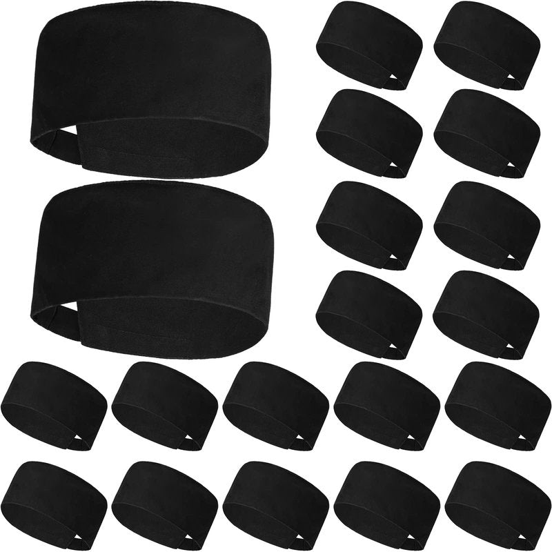 Jeere 20 Pcs Unisex Chef Hat Adjustable Kitchen Cooking Caps Sushi Beanie Breathable Mesh Top Skull Cap for Men Women Adult (Black)