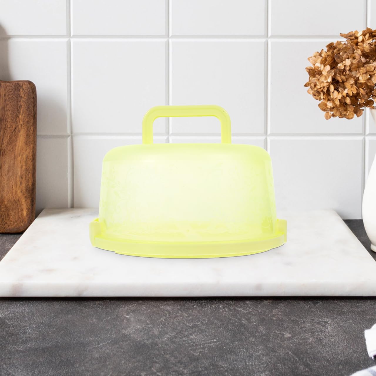 YARNOW Portable Cake Carrier with Handle 9.75 Inch Transparent Plastic Cake Box Kitchen Baking Storage Container for Birthday Parties Outdoor Use