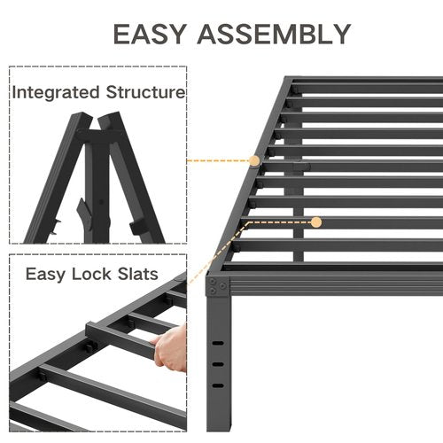 COMASACH Queen Bed Frame Heavy Duty,18" Black Metal Platform Bed Frame,Sturdy Steel Frames,No Box Spring Needed,Noise-Free,Easy Assembly