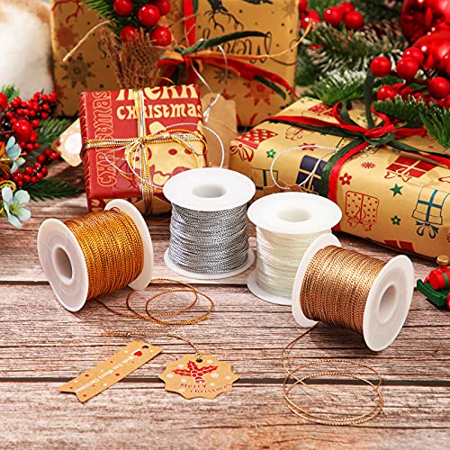 Metallic Cord Tinsel Rope 1mm for Gift Wrapping and DIY Crafts (440 Yards)