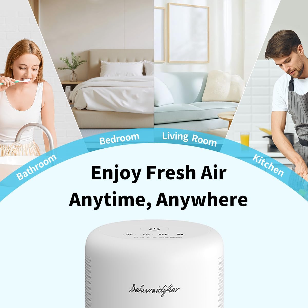 Skiennix Dehumidifier - Compact & Quiet 44oz Water Tank | Auto Defrost, 10 Colors, 4 Timers, 3 Modes