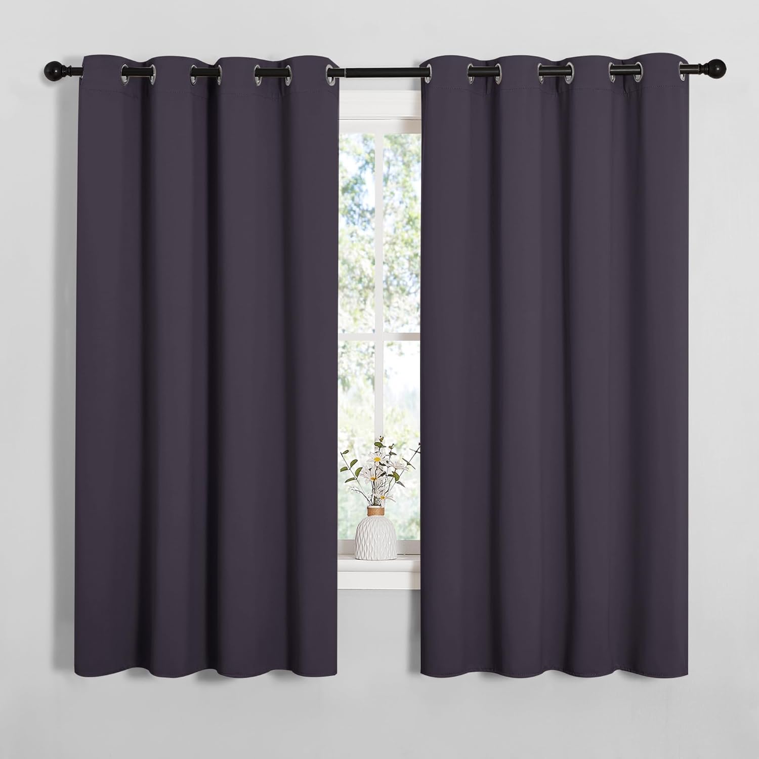 NICETOWN Greyish Purple Blackout Curtains - Thermal Insulated Drapes | 68" Length, 55" Wide, 2 Panels