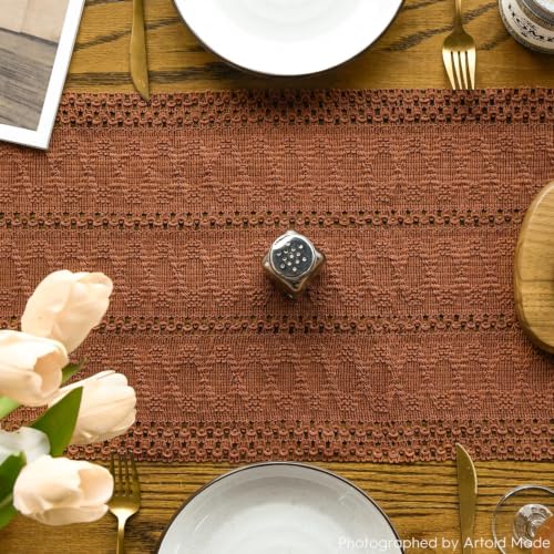 Artoid Mode 12x90 Inch Caramel Woven Farmhouse Table Runner