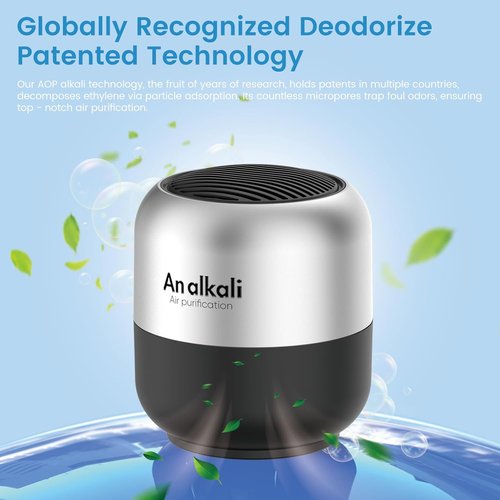 Fridge Deodorizer | 2-Pack Odor Eliminator Kit - Lasts 10 Years, Chemical-Free, Black