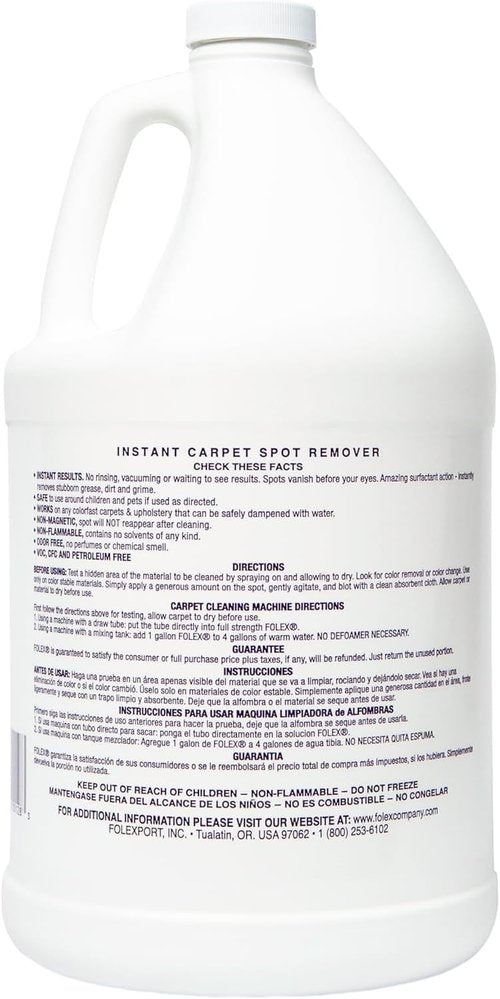 FOLEX Instant Carpet Spot Remover - Powerful Stain Eliminator for Carpets & Upholstery - 128 oz with Reusable Cleaning Cloth