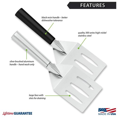 Rada Cutlery Turnover (R128), 3.75" x 3.25" Stainless Steel Face, Made in USA, Silver Handle