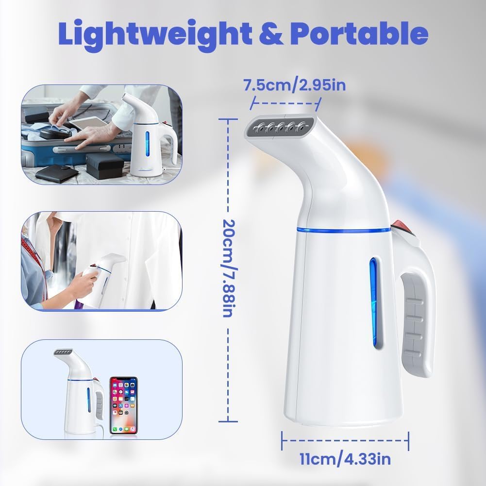 Skiennix Portable Clothes Steamer - 700W Fast Heat-Up in 40 Seconds | 120ML Water Tank, 25g/min Steam