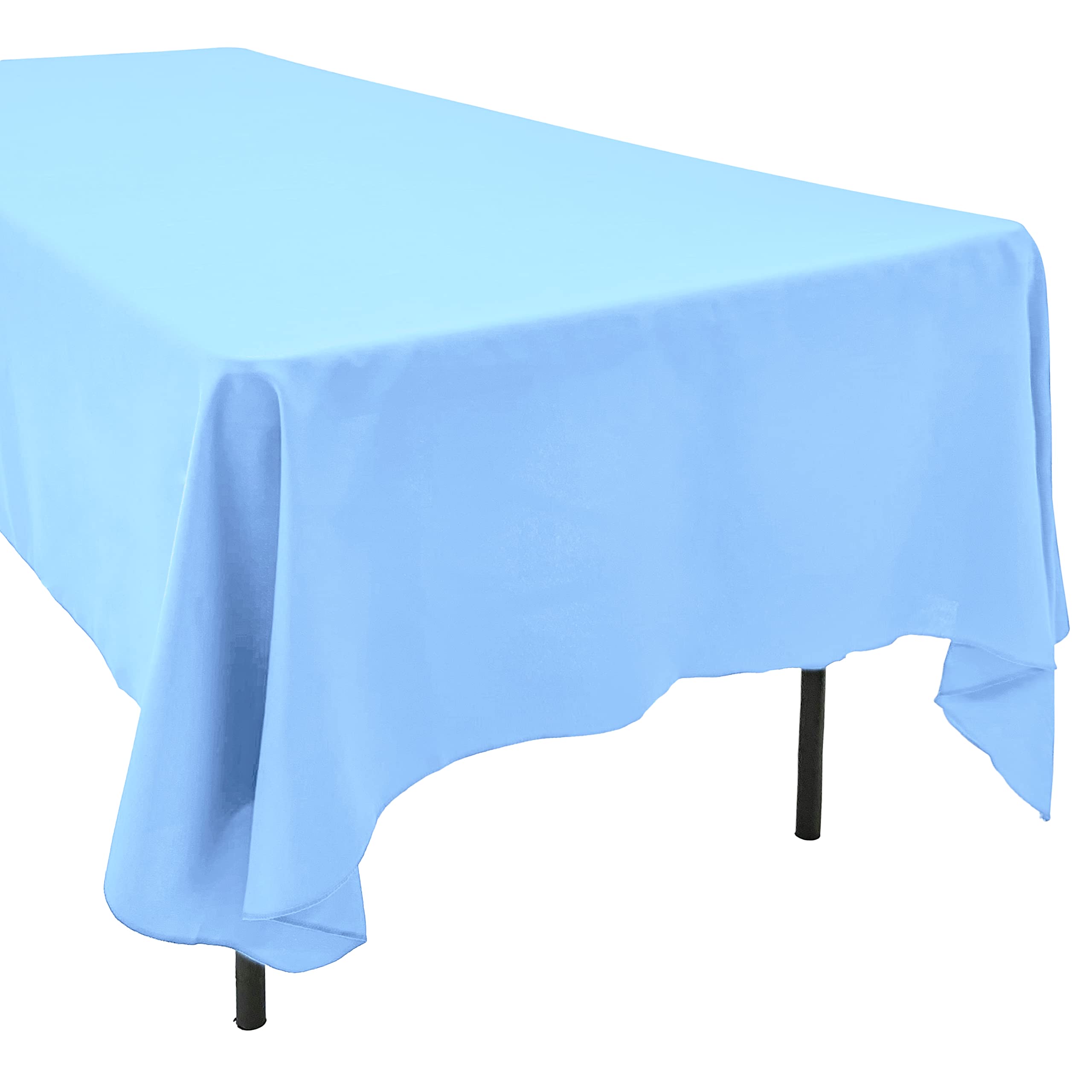 AK TRADING CO. 60 x 102-Inch Rectangular Polyester Tablecloth - Made in USA - Wrinkle-Resistant, Flame Retardant, Durable Party Table Cover, Banquet Tablecloth, Wedding Table Cover - Light Blue