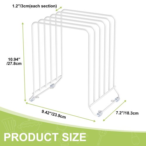 AKAZA 2 Pack-X-Large Kitchen Cabinet Organizer - Storage Tray Organizer Rack for Kitchen Cabinet - Divided Holder with 5 Slots for Skillets, Cutting Board, Baking Sheets- (White)