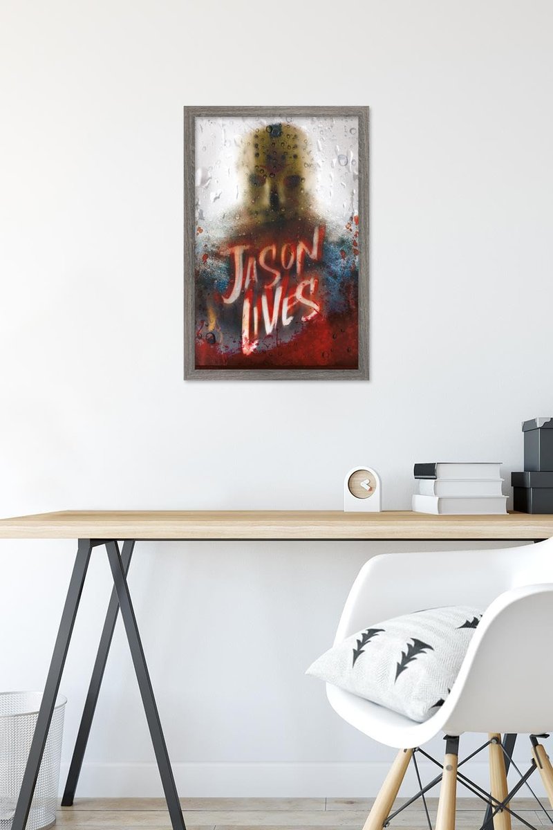 Friday The 13th - Jason Lives Wall Poster, 22.4L" x 14.7W", Gray Framed Version