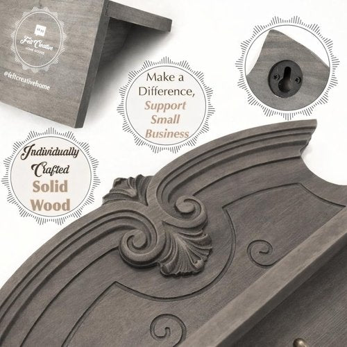 Felt Creative Home Goods Gorgeous 24" Farmhouse Coat Hanger Wall Mount with Shelf and Hooks for Entryway - Wall Mounted Rack for Hanging Coats, Jackets, Purses, Keys (Charcoal Brown-Gray)