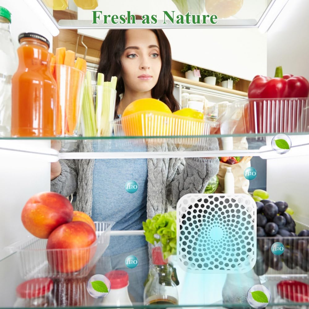 Skiennix Refrigerator Deodorizer - 99% Odor Eliminator | Lasts 10 Years, 2-Pack for Fridge, Freezer & More