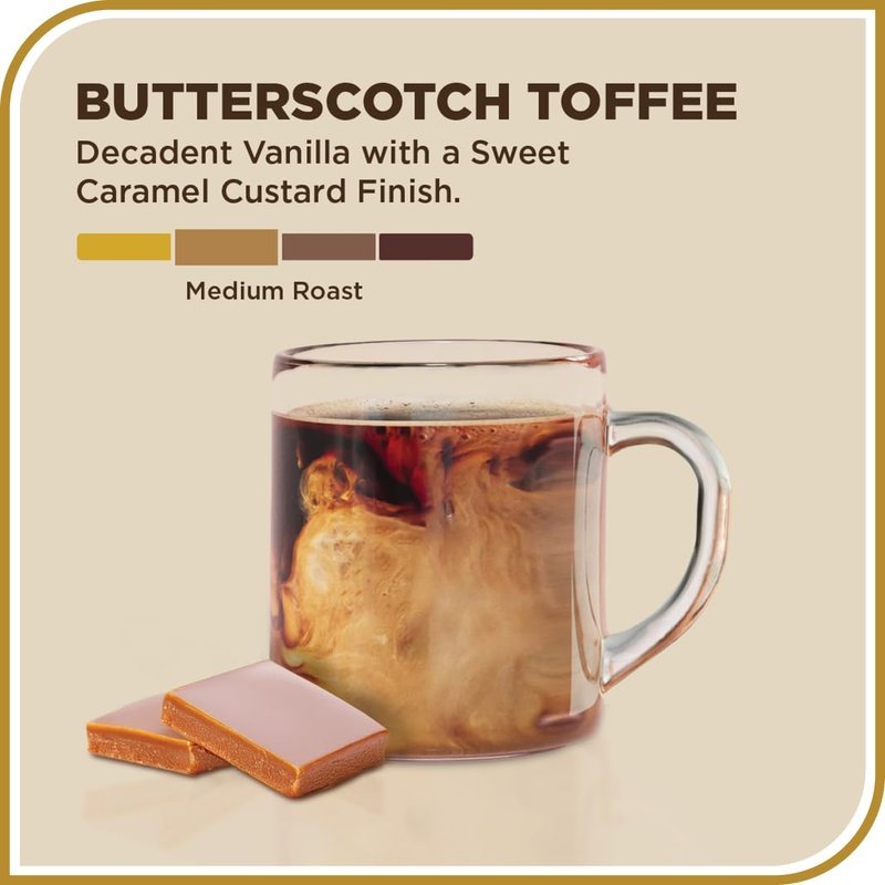 Don Francisco's Butterscotch Toffee Ground Flavored Coffee: Rich 100% Arabica Beans with Sweet Buttery Aroma - Family-Crafted for Delightful Mornings (12 oz Can)
