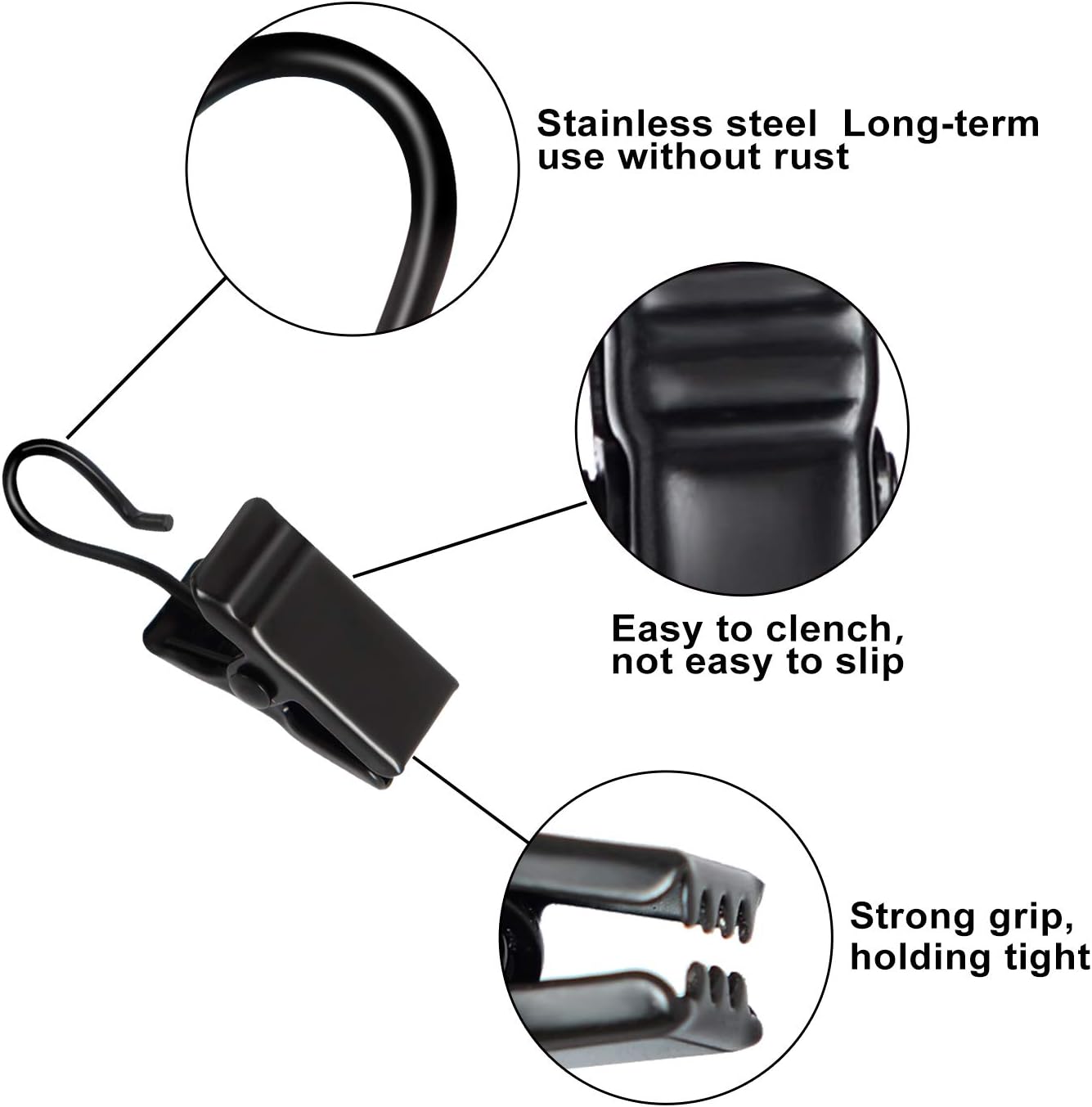 Skiennix 50pcs Stainless Steel Awning Light Curtain Clips - Durable Hooks for Tablecloths & Tents