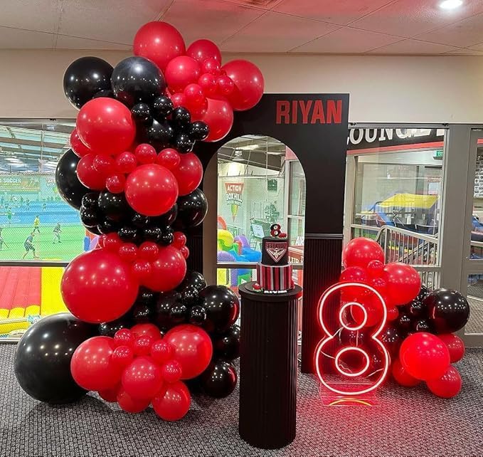 Regine Switzerland 153-Piece Red & Black Balloon Garland Arch Kit - Stars & Confetti for Parties