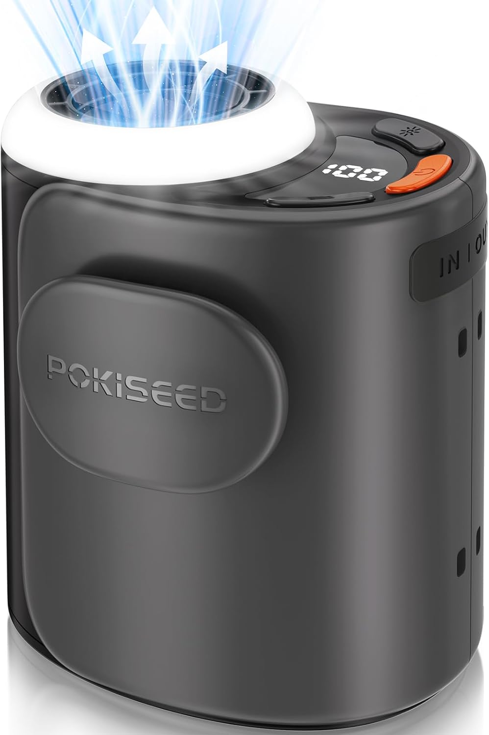 POKISEED Portable Fan - 10000mAh Rechargeable Battery, 40H Runtime, 5-Speed Turbo Cooling | Hands-Free Design (Black)
