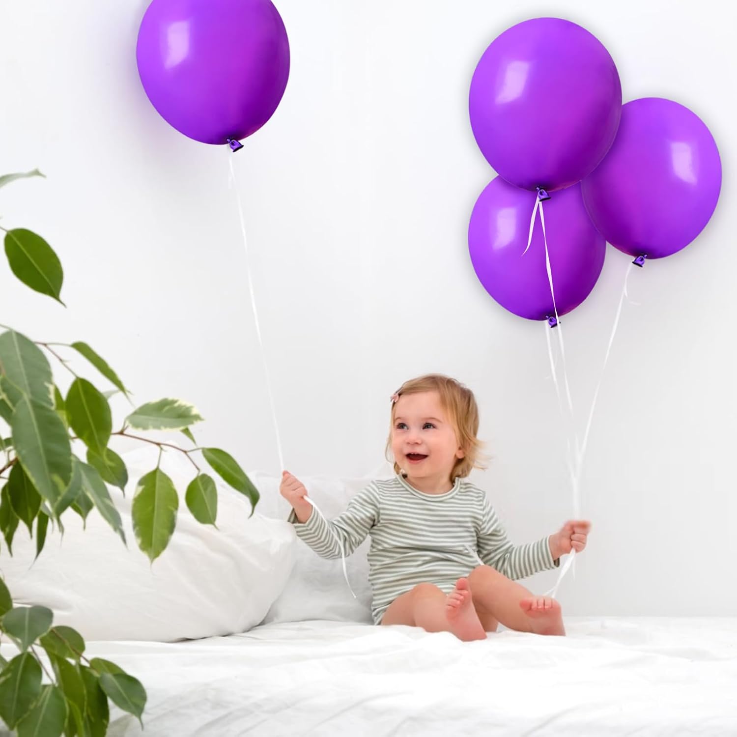 Purple Balloons 100 Pack - 12 Inch Thick Matte Latex Balloons for Halloween & Birthday Parties