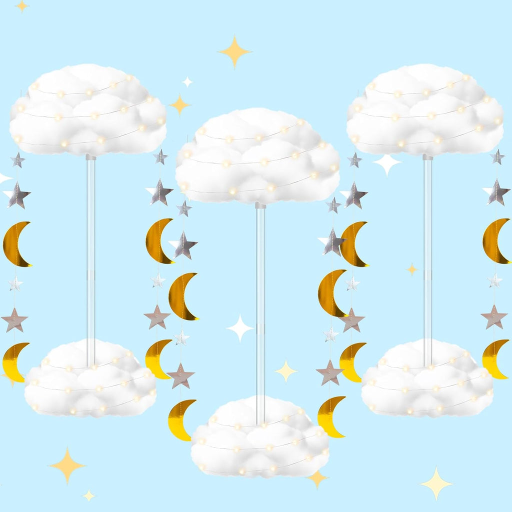 Skiennix 3D Fluffy Cloud LED Light Kit - DIY Hanging & Table Centerpiece for Baby Showers, Nurseries & Parties