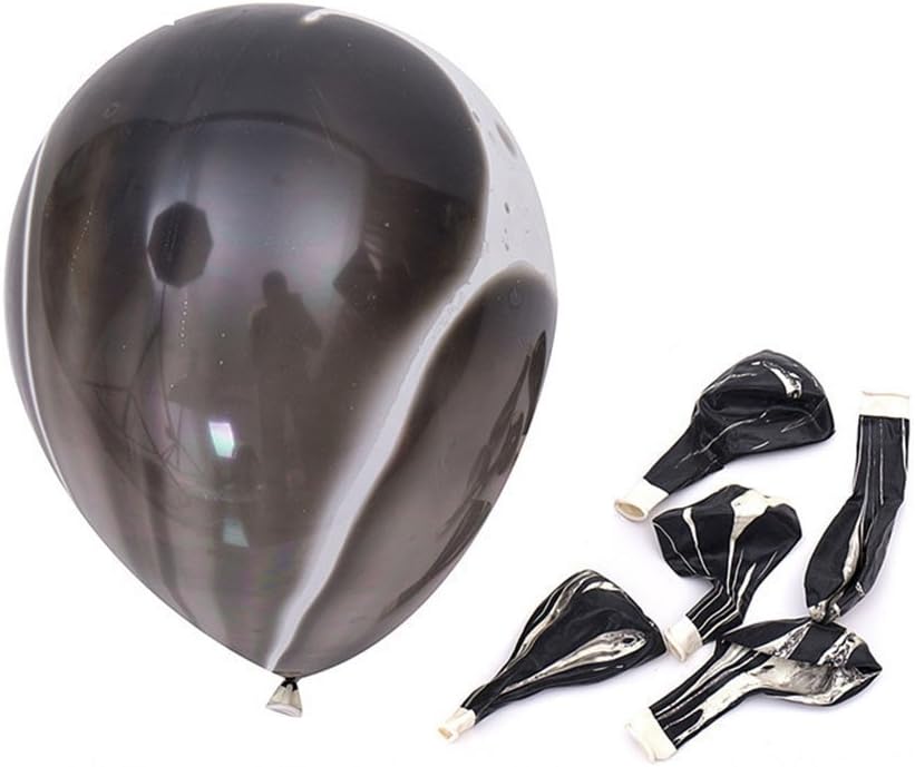 Skiennix 12-Inch Marble Latex Balloons - 50pcs Black, White & Grey Rainbow for Weddings & Parties