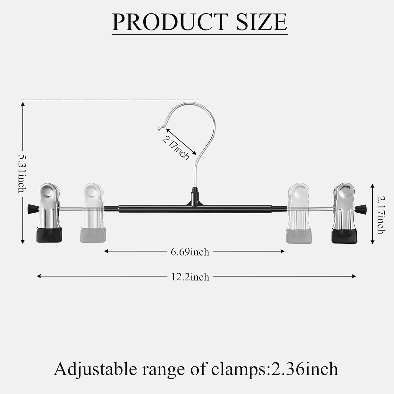 Skiennix 20-Pack Heavy Duty Pants & Skirt Hangers - Non-Slip Metal Clips for Space-Saving Organization