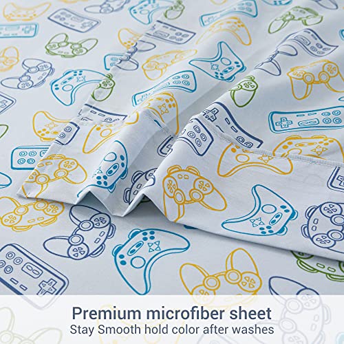 Viviland Kids Video Game Controller Twin Sheet Set - 3 Piece Microfiber