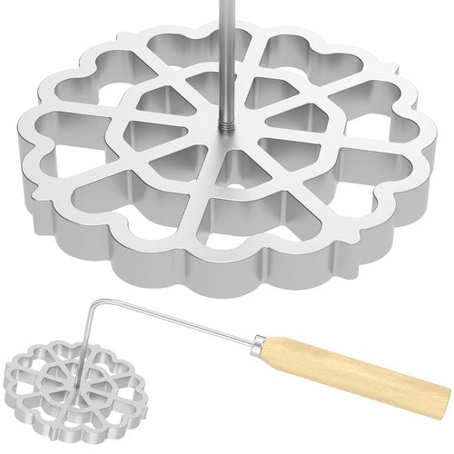 RVEFOT Bunuelos Mold,Aluminum Bunuelos Cookie Maker Mold with Wooden Handle, Detachable Rosette Iron Molds Set,Waffle Molds Funnel Cake Ring,Achappam Mold for Kitchen Baking Cooking 4.8 inches