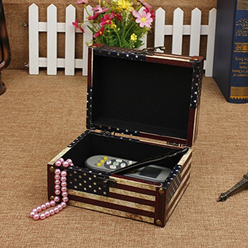 Small Wooden Treasure Box with American Flag Design - Vintage Keepsake Box