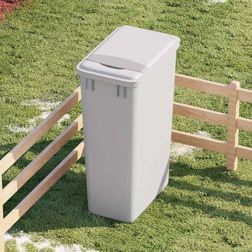 50L Plastic Wastebasket Trash Container - 13.2 Gallon Grey Bin