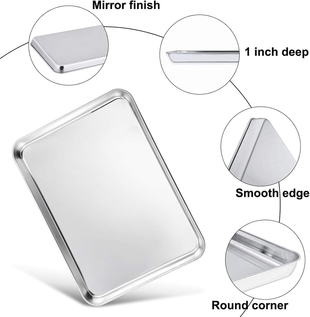 TeamFar Stainless Steel Baking Sheet Set - Heavy Duty Cookie Pan with Cooling Rack | 17.6 x 13 x 1 Inch, Dishwasher Safe - Set of 4