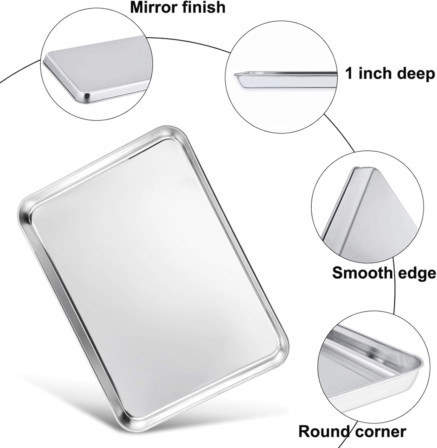 TeamFar Stainless Steel Baking Sheet Set - Large 17.6’’ x 13’’ Half Cookie Pans | Non-Toxic, Easy Clean, Dishwasher Safe