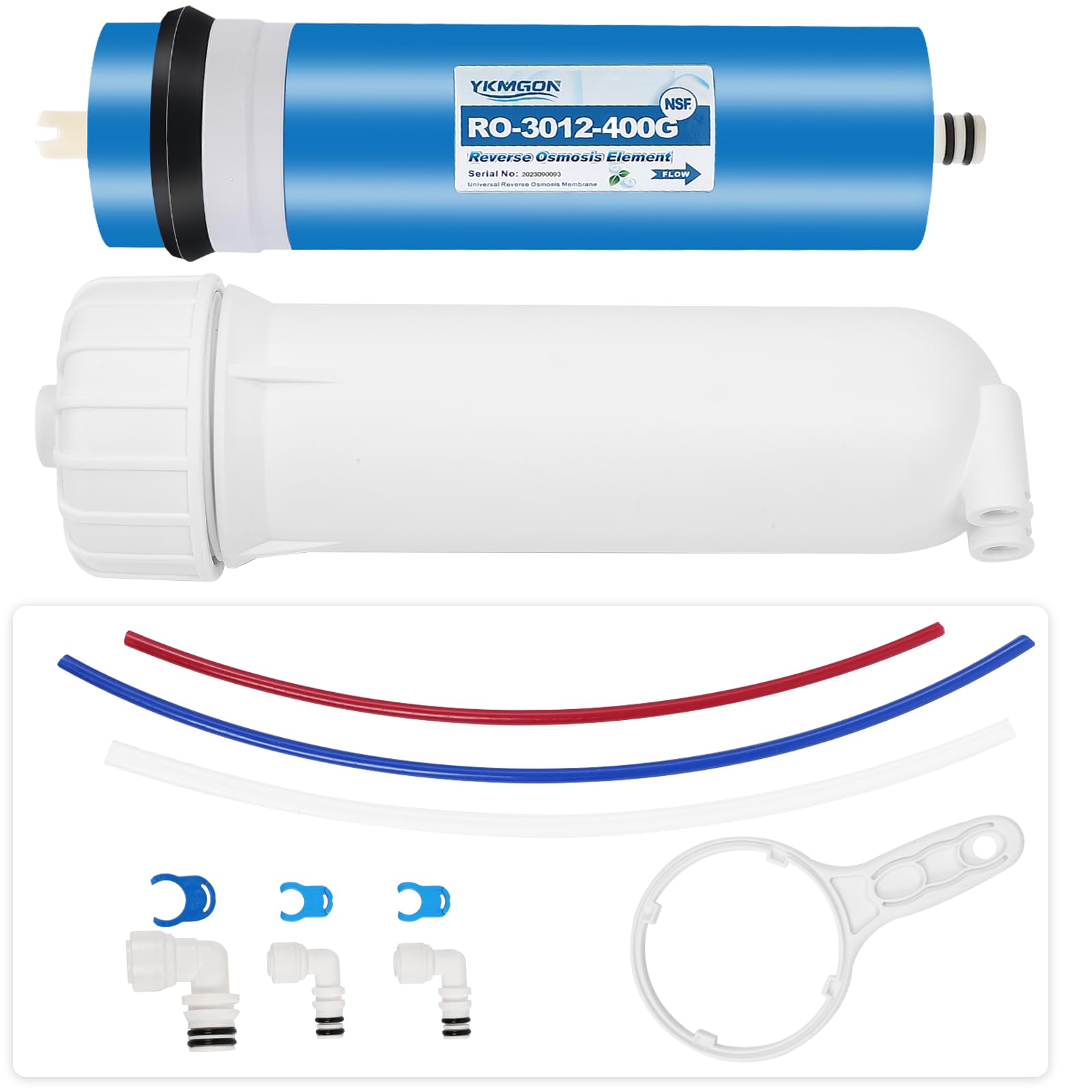 YKMGON 400GPD Reverse Osmosis Membrane Kit with RO Membrane Housing,Wrench,Quick-Connect Fittings,Check Valve and Water Pipe Replacement for Under Sink Home Drinking RO Water Filter System