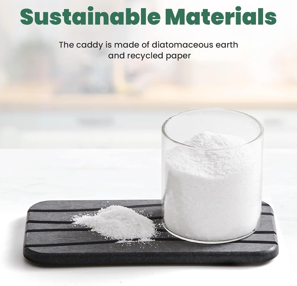 Skiennix Diatomaceous Earth Tray Set - Fast Drying Soap & Toothbrush Holders | 3-Piece Bathroom Counter Set