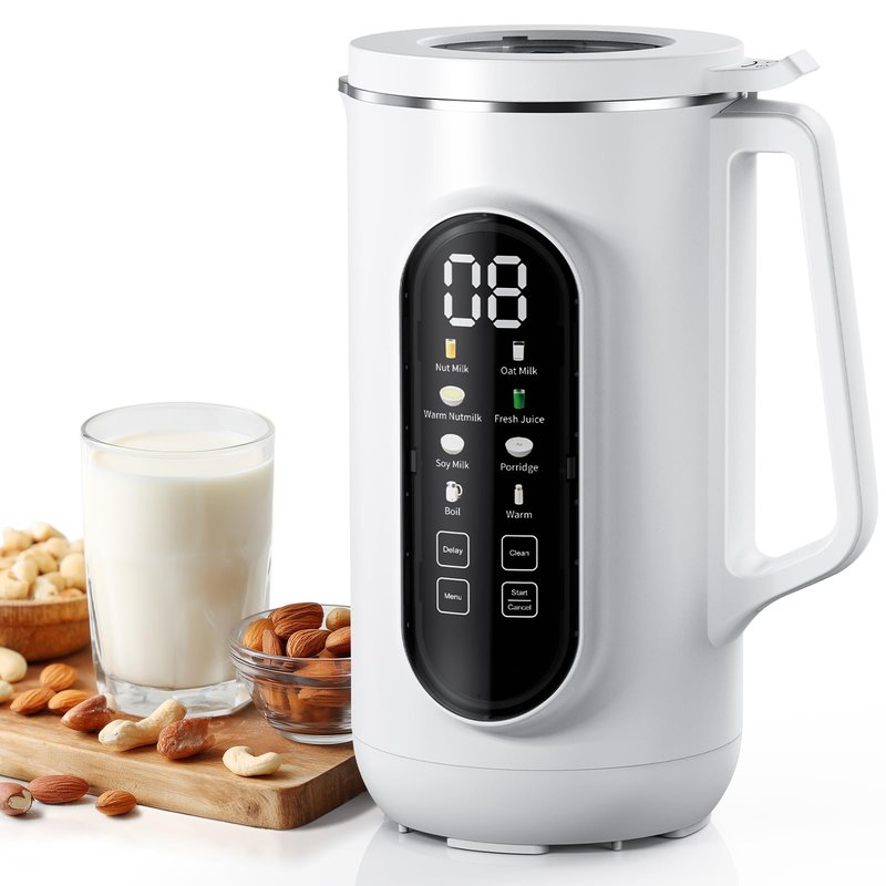 10 in 1 Nut Milk Maker, AMZCHEF 40oz Plant Milk Maker for Homemade Almond Milk, Soy Milk, Oatmeal, and Non-Dairy Beverages, BPA Free Almond Milk Maker with Delay Start, Keep Warm, Clean, Boiling