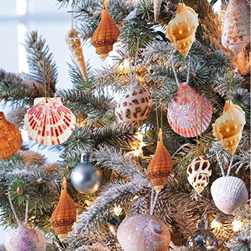 20PCS Seashell Hanging Ornaments for Beach & Holiday Decor